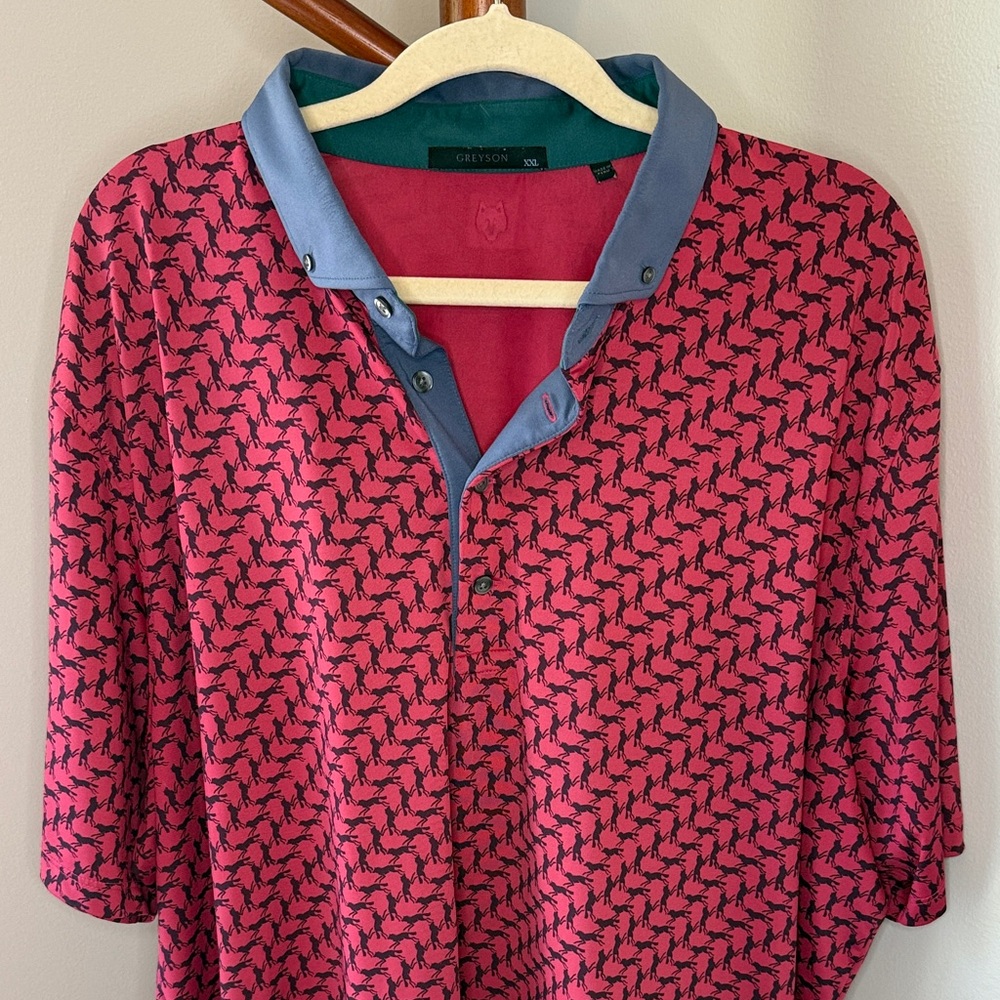 Greyson Red and Blue Patterned Polo